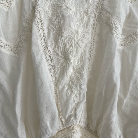 Free People cropped embroidered cream blouse - Picture 4 of 9